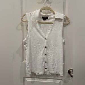 Sanctuary White Sleeveless Button-Down Shirt